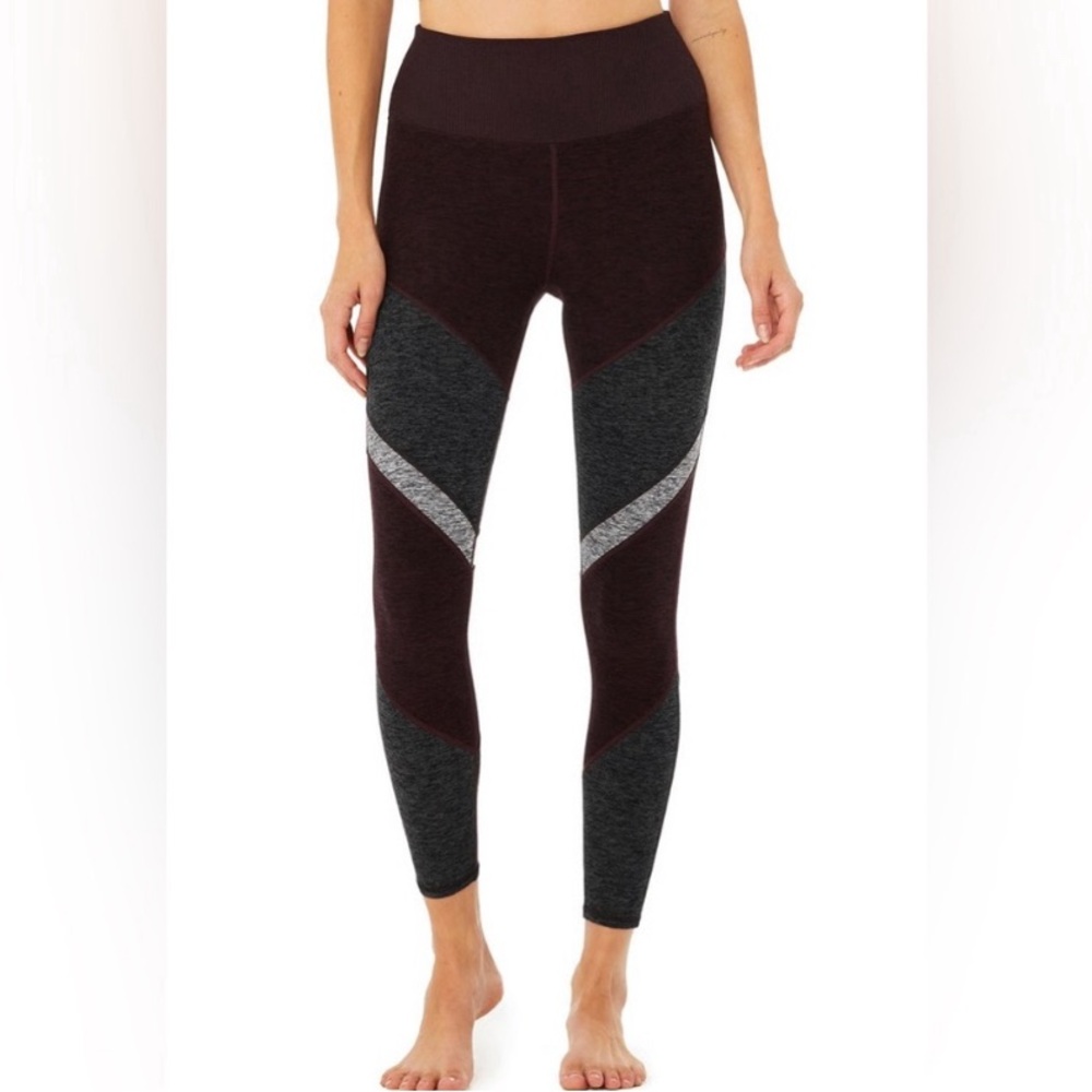 Alo Yoga Leggings 7/8 High-Waist Alosoft Sheila Heathered Red Grey Small